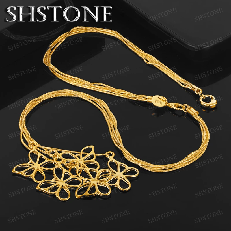 

45cm 18k Gold Butterfly Pendant Necklace For Men Women Party Fashion Beautiful Cute Jewelry Birthday Party Fine Gift Accessories