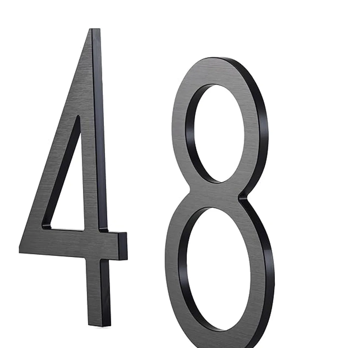 

5in/127mm Metal Address Signs Floating Door Plates Wall Mounted 8mm Thick Solid Aluminium House Numbers 0 - 9