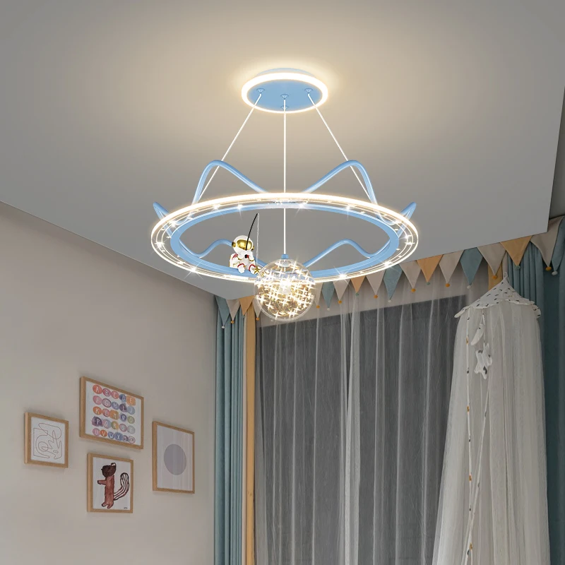 Modern LED Children's Room Pendant Light Astronauts Decorate Kids Room Lamp Mantianxing Bedroom Chandelier Home Decor Lamps