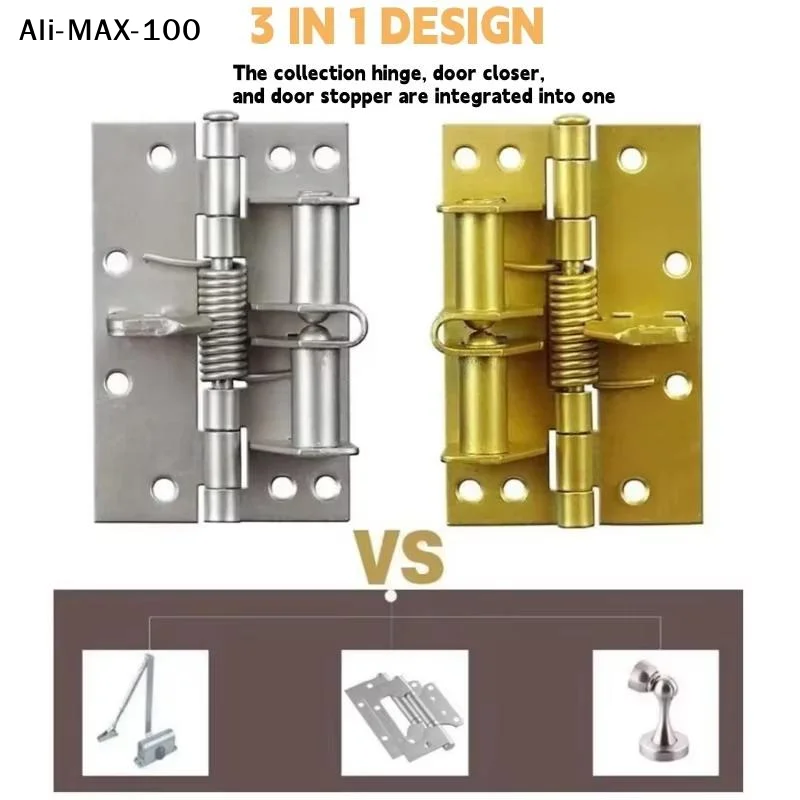 【AV】3 In 1 Automatic Self Closing Door Hinges With Positioning 90 Degrees Integrates Spring Hinge Door Closer And Door Stopper