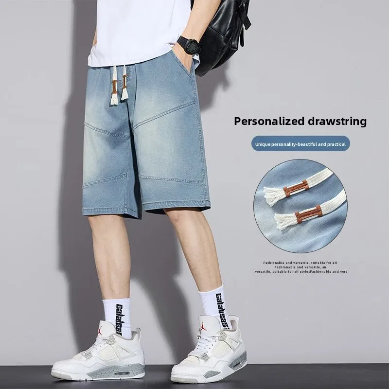 الصيف Y2K السراويل الفضفاضة للرجال 2025 جديد ليوسيل رقيقة جدا جان السراويل خمر واسعة الساق برمودا الهيب هوب الشارع الشهير الدنيم السراويل #3