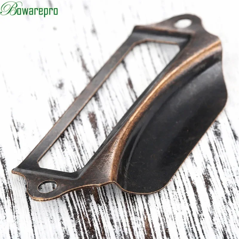 Bowarepro Antike Kupfer Label Pull Rahmen Griff Datei Name Karte Halter für Möbel Schrank Schublade Box Fall 69*30mm 5 stücke