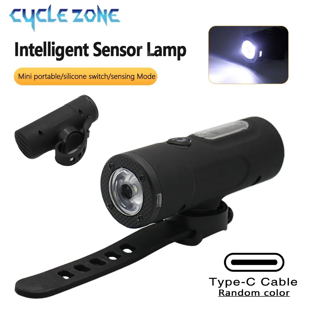 

Smart Sensor Bicycle Lights TYPE-C Rechargeable MTB Road Bike Headlight 4 Modes Intelligent Light Sensor Flashlight for Bicycle