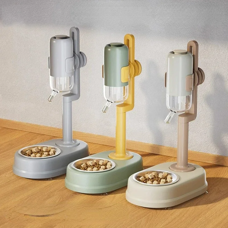

Automatic Pet Drinker Dog Bowls Water Bottles Universal Dog Waterer Feeder 2 in 1 Liftable Dispenser Puppy Supplies Space-saving