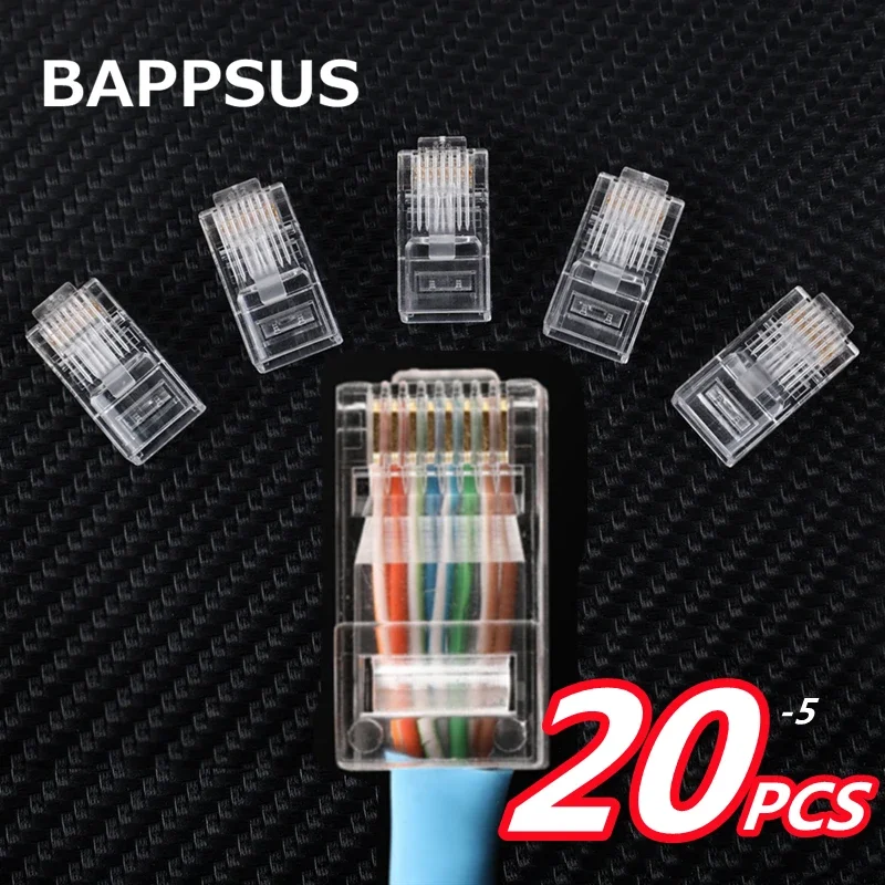 CAT5e Connector Modular Ethernet Cable RJ45 Ends Ethernet Cable Crimp Connector PC UTP Network Plug RJ-45 Hardware Cable Adapter