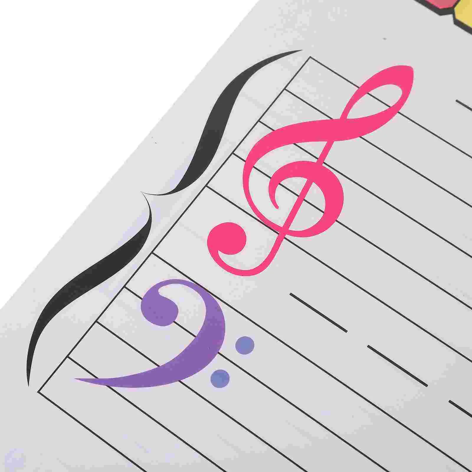 Staff Whiteboard Music Note Recognition Teaching Tool Piano Stave Cards Slats Reusable Pet Erasable Film Stickers Notation