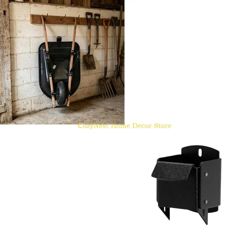 92MF Wall Mount Wheelbarrow Hook Two Piece Storage Hook with Lower Support Base and Screws for Garage and Shed Storage Areas for
