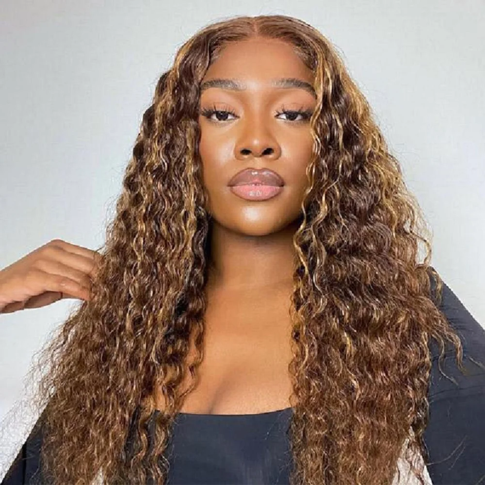 

12A Wear Go Glueless Wig 180% Ombre Highlight Deep Wave 4x4 Hd Lace Glueless Pre Cut Pre Plucked Human Wigs Ready To Go