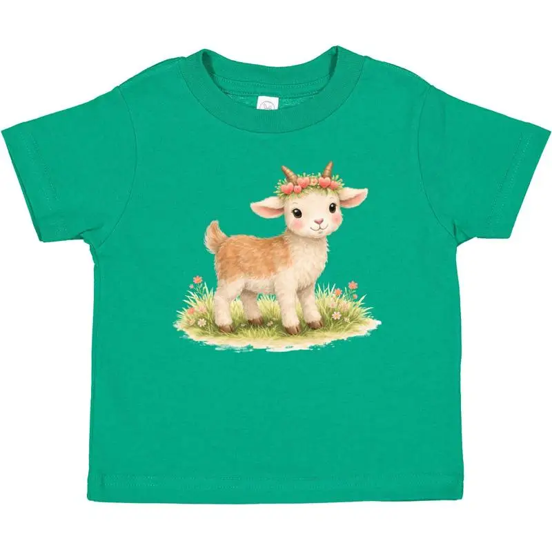 Inktastic Cute Goat With Flower Crown Baby T-Shirt Flowers Meadow Infant Tees