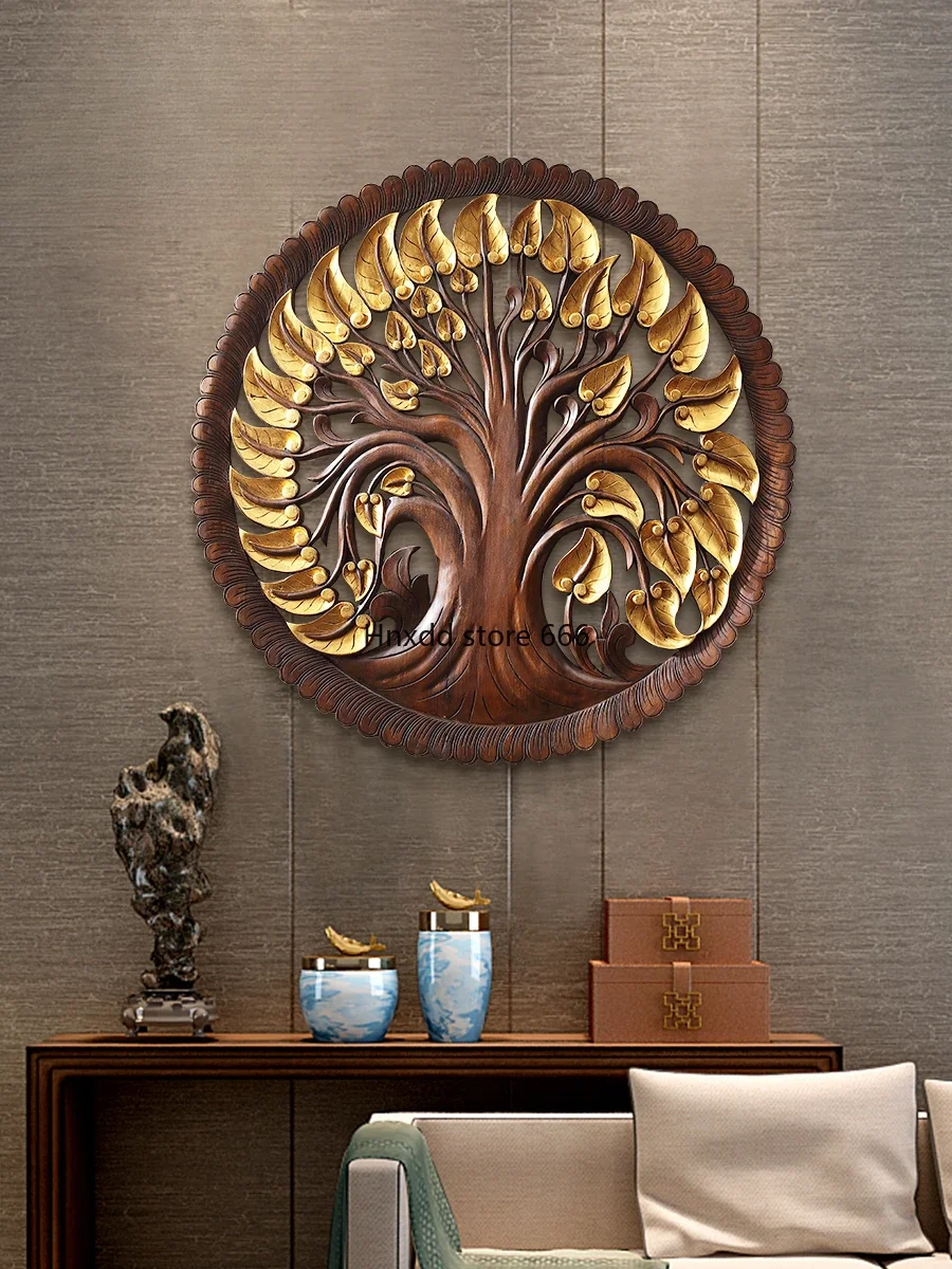 Living room wood carving pendant, entrance wall pendant wall decoration