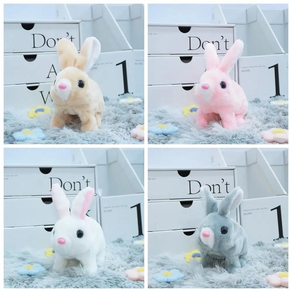 Simulated Bunny Plush Doll Long Ears Walks and Makes Sounds Electric Rabbit Plush Toy Interactive Soft Fur