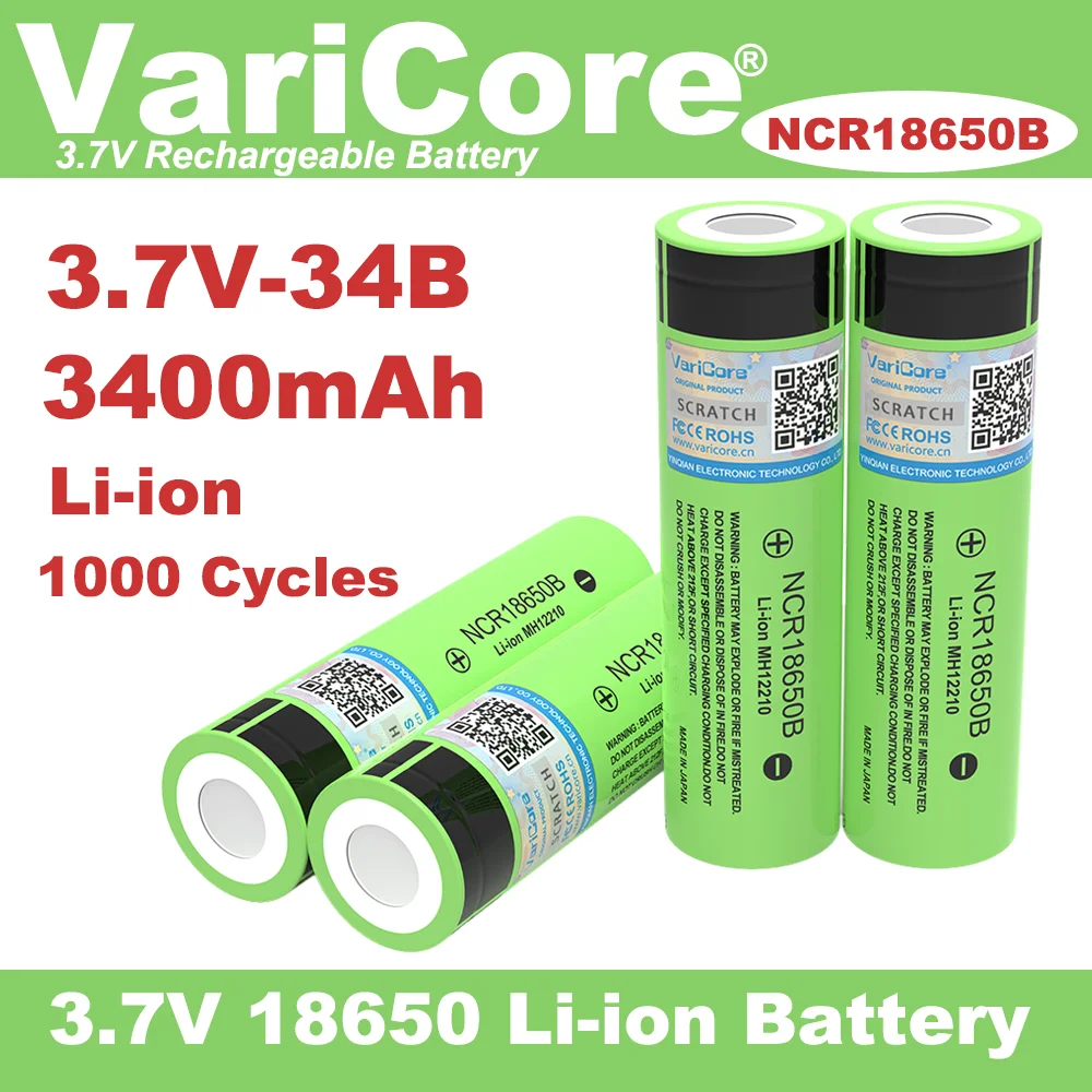 

VariCore New Original NCR18650B 3.7v 3400mAh 18650 Lithium Rechargeable Battery 4.2v For Flashlight Energy storage batteries
