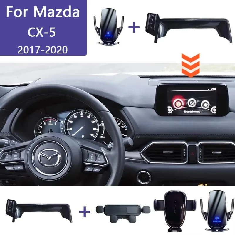 

Car Phone Holder Screen Fixed Base For Mazda CX5 CX-5 KF 2017 2018 2019 2020 Wireless Charger Holder Mobile Stand Accessories