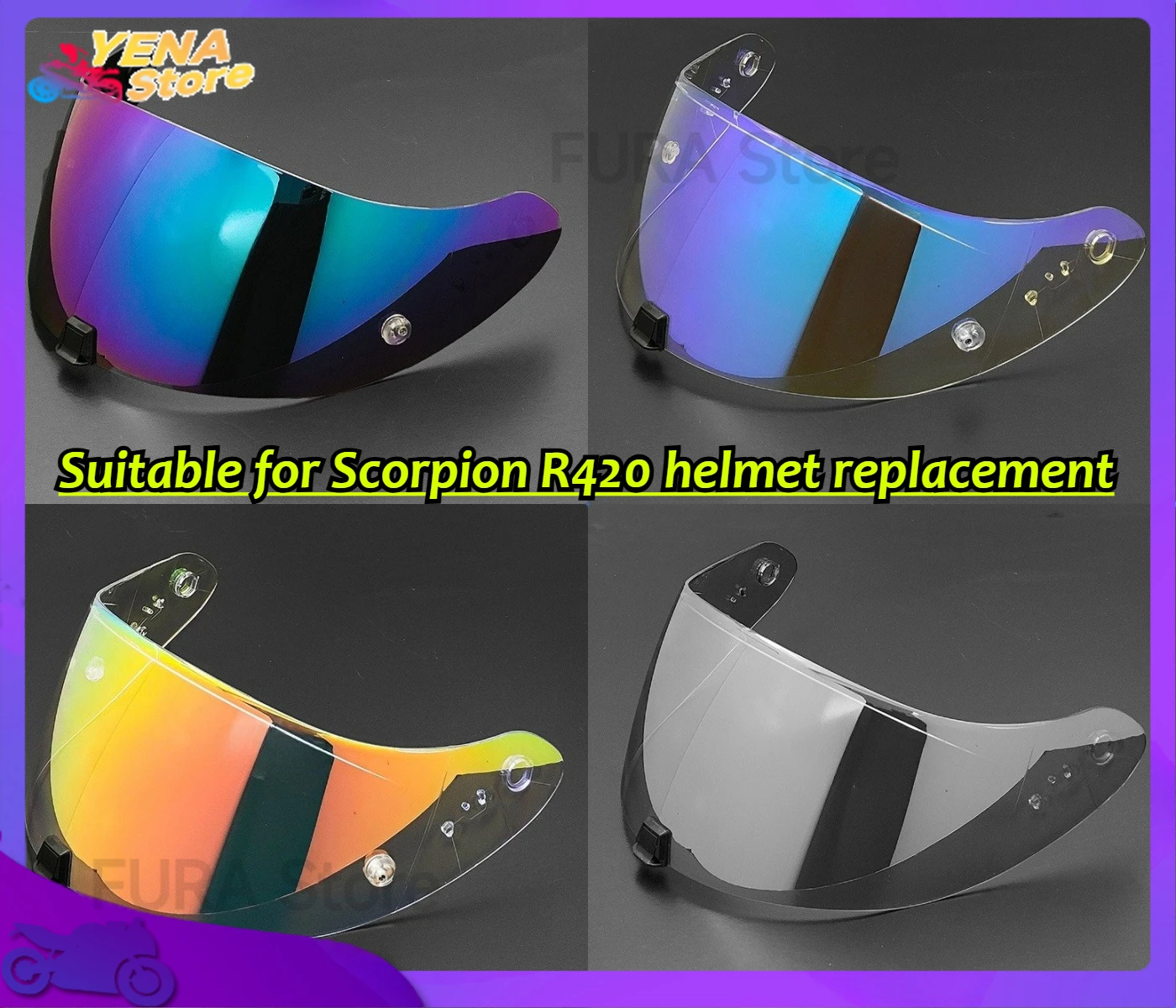 

Suitable for Scorpion R420 helmet replacement, helmet face mask, glasses, goggles, motorcycle helmet parts and accessories