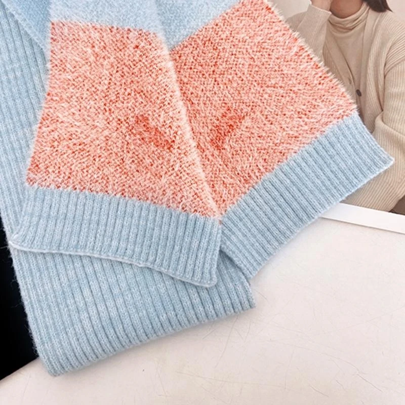 Narrow Knitted Scarf Snowflake Pattern Neckerchief Cold Weather Warm Scarves for Cold Weather Styles and Comfortable