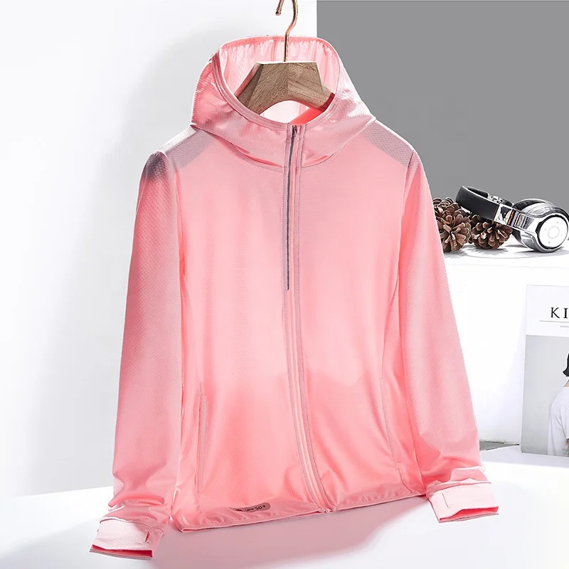 Summer Thin Zipper Hooded Anti UV Skin Jacket Solid Color Breathable Outdoor Travel Casual Sun Coat