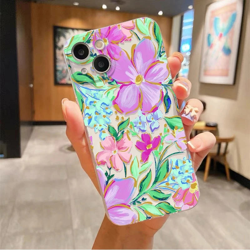 

Ocean Design Coconut Flower Print Clear Phone Case For Xiaomi Redmi Note 14 Pro Plus 5G 14S 13 12 11 10 Redmi 14C 13C 12C Cover
