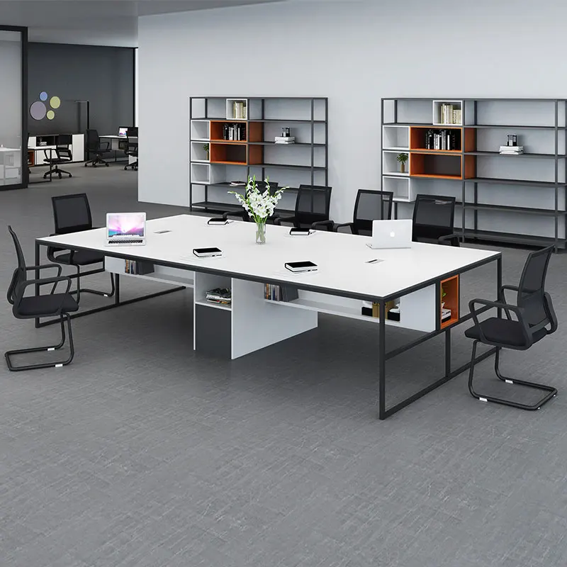 

Modern Design Simple Office Table Wooden With Steel Frame Office Conference Training Table Office Meeting