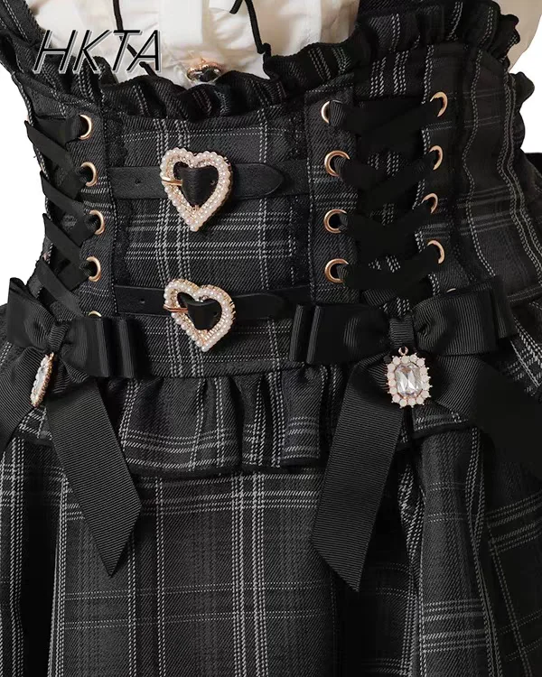 

Liz Skirt Set Women Japanese Sweet Cute Lace Bow Ruffle Removal Leather Buckle Strap Skirt Women Sweet Bow Short-sleeved Shirt
