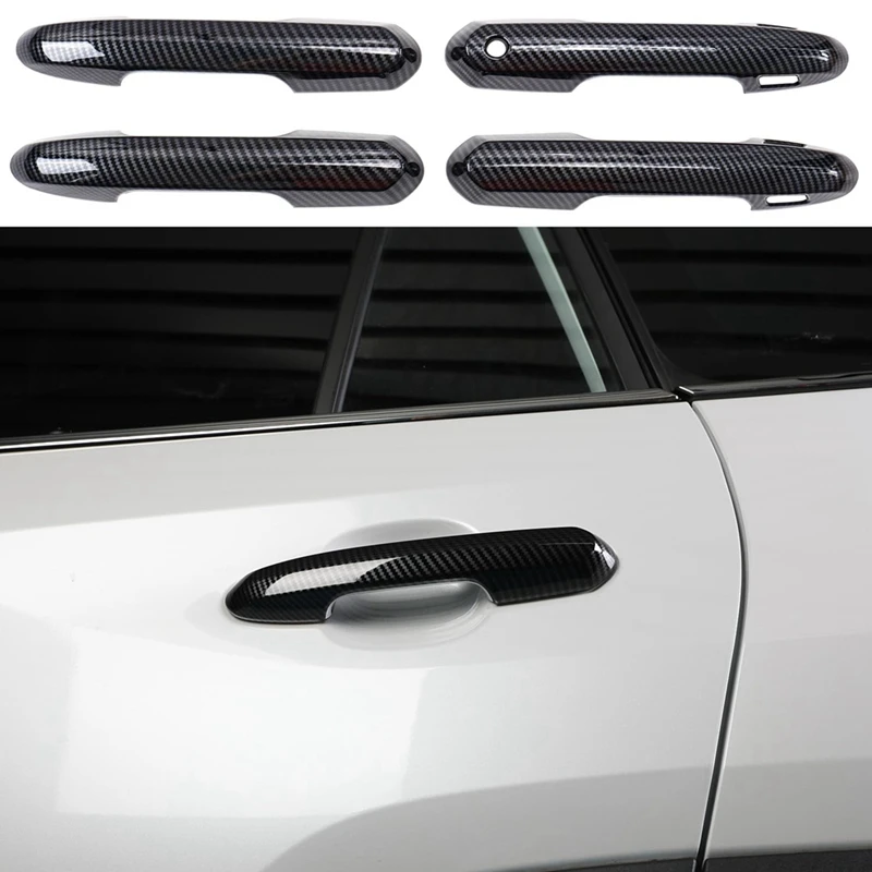 

Well-Door Handle Cover Trim With Smart Key Holes For Toyota Highlander L LE XLE XSE 2020-2023 Accessories Carbon Fiber