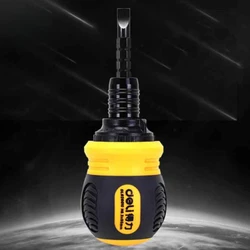 Deli 2 in 1 Slotted Phillips Screwdriver Ratchet Screwdriver Flat Blade Tip Cross Screwdrivers Magnetic Dual Head Bits Hand Tool