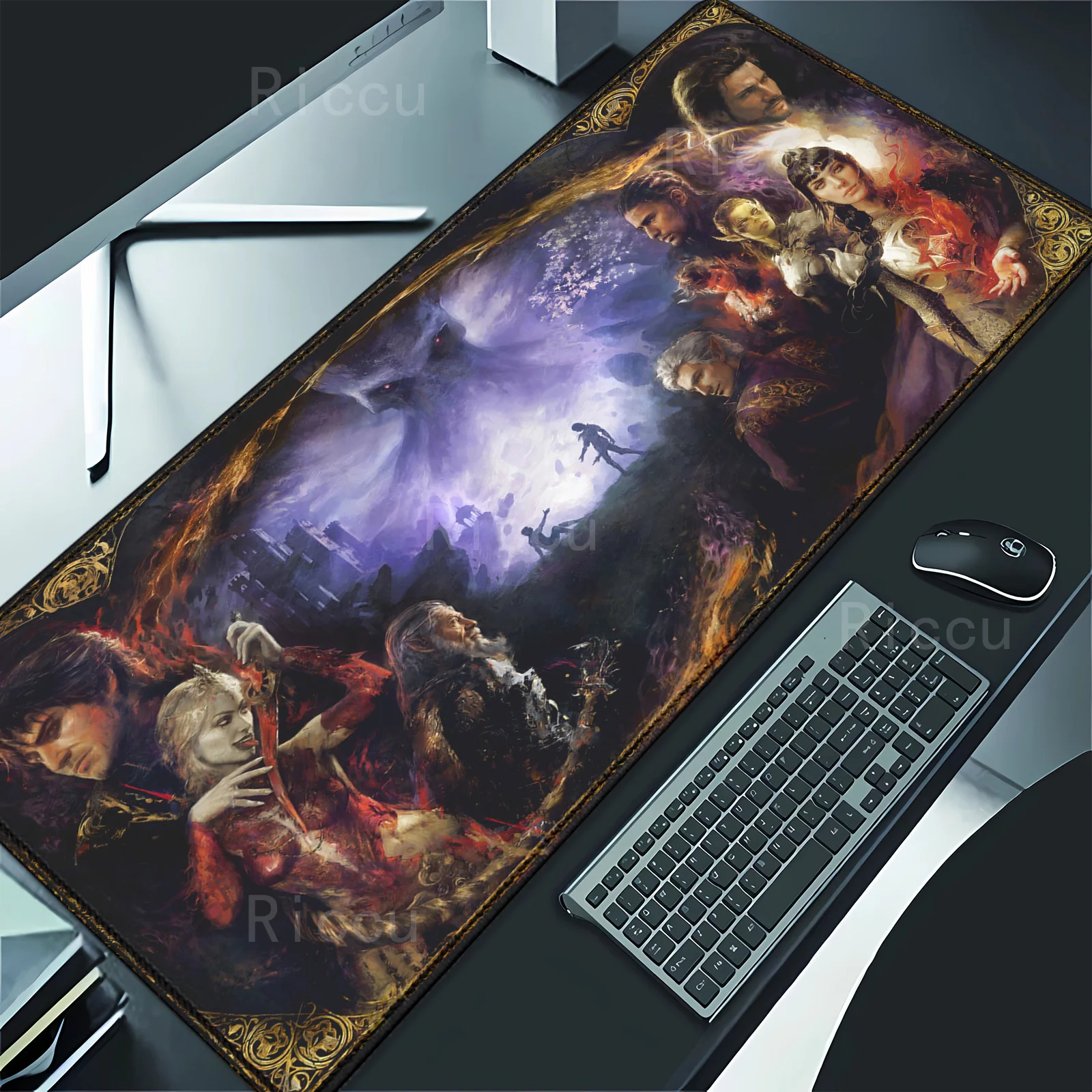 mouse pad Gaming Ancient Map Baldurs Gate 3 900x400mm Stitch Edges Rubber teclado mousepad desk mat Gaming XXL Non-slip mausepad