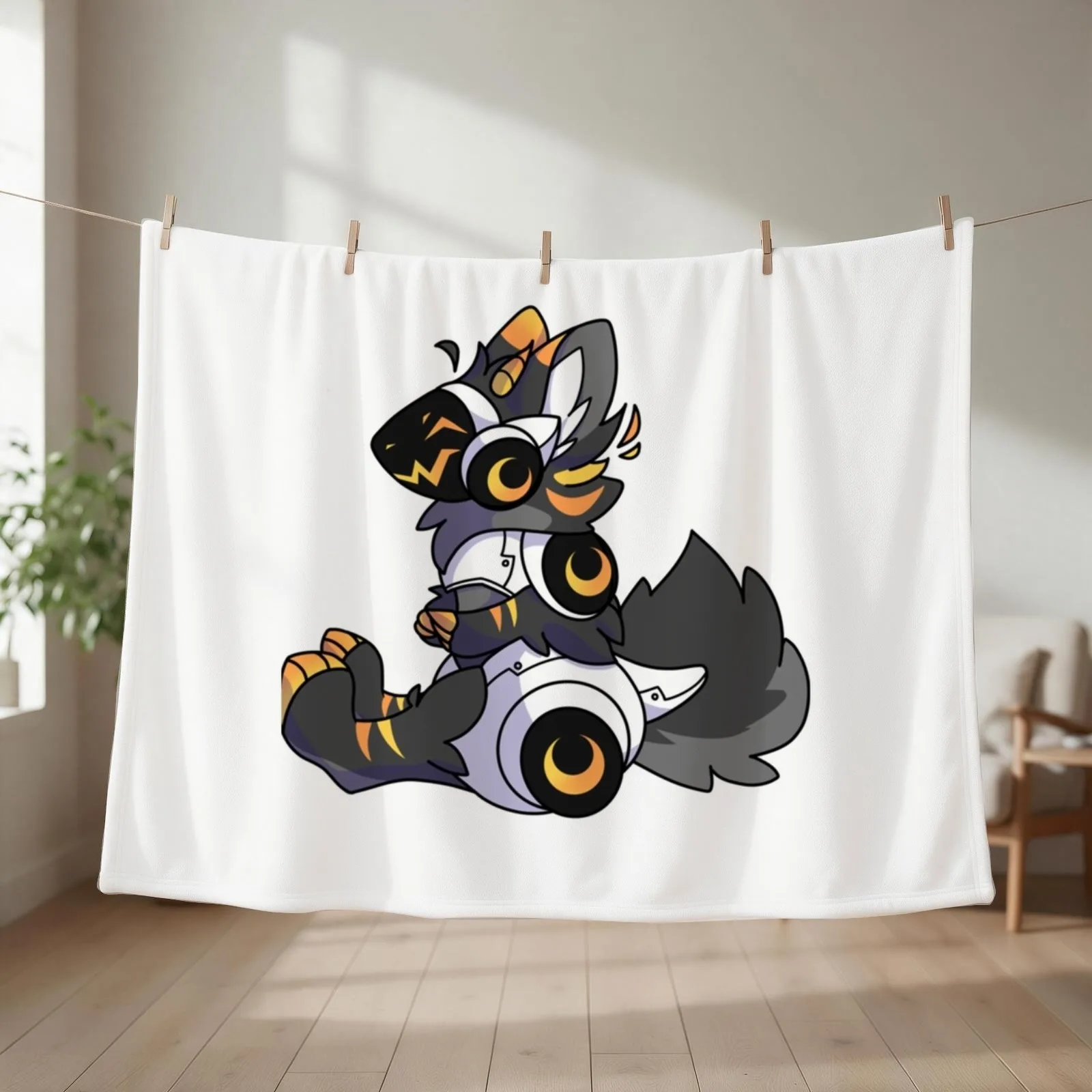 Lemondrop the Protogen Throw Blanket couch cozy soft plush fuzzy picnic outdoor blanket