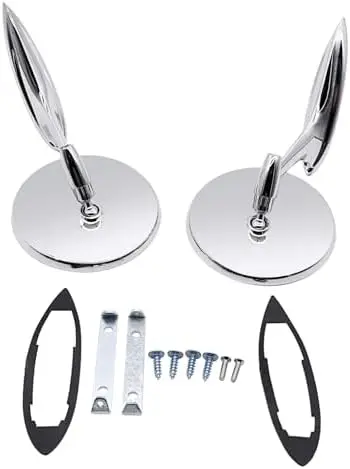 

Хромированные круглые зеркала заднего вида с ребристым основанием для моделей Chevrolet 1963-1965 годов — левое и правое, серебристые