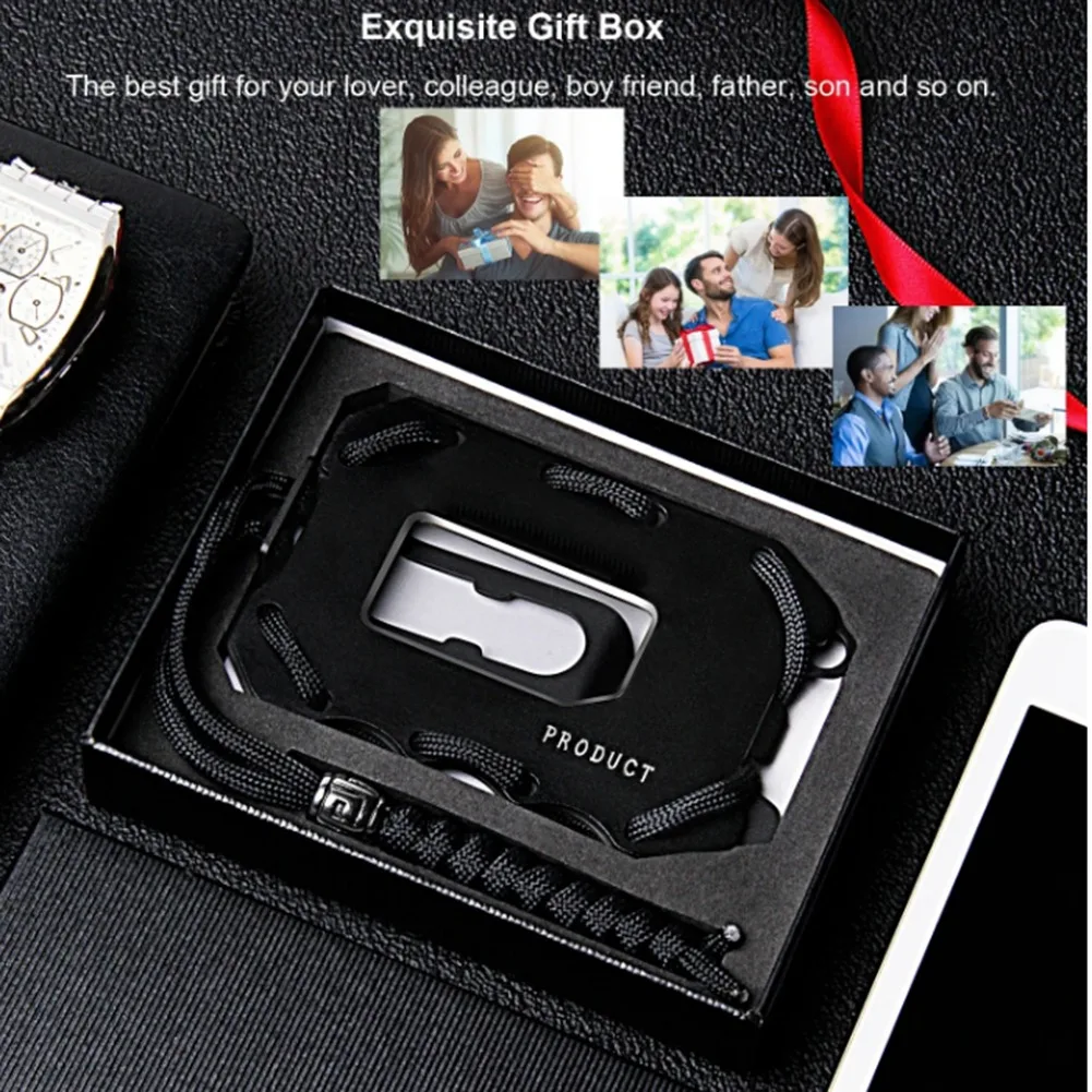 *BAAY Metal Wallet for Men Stainless Steels Multi-Functional Tactical Design Securely Holds Credit Cards Plus Spring