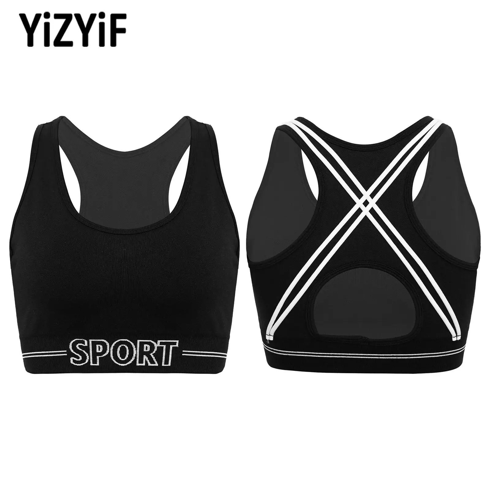 

Sleeveless Workout Tops Womens Vest Yoga Gym Fitness Clothing Contrasting Cross Strappy Cutout Back Crop Tank Top Sportswear