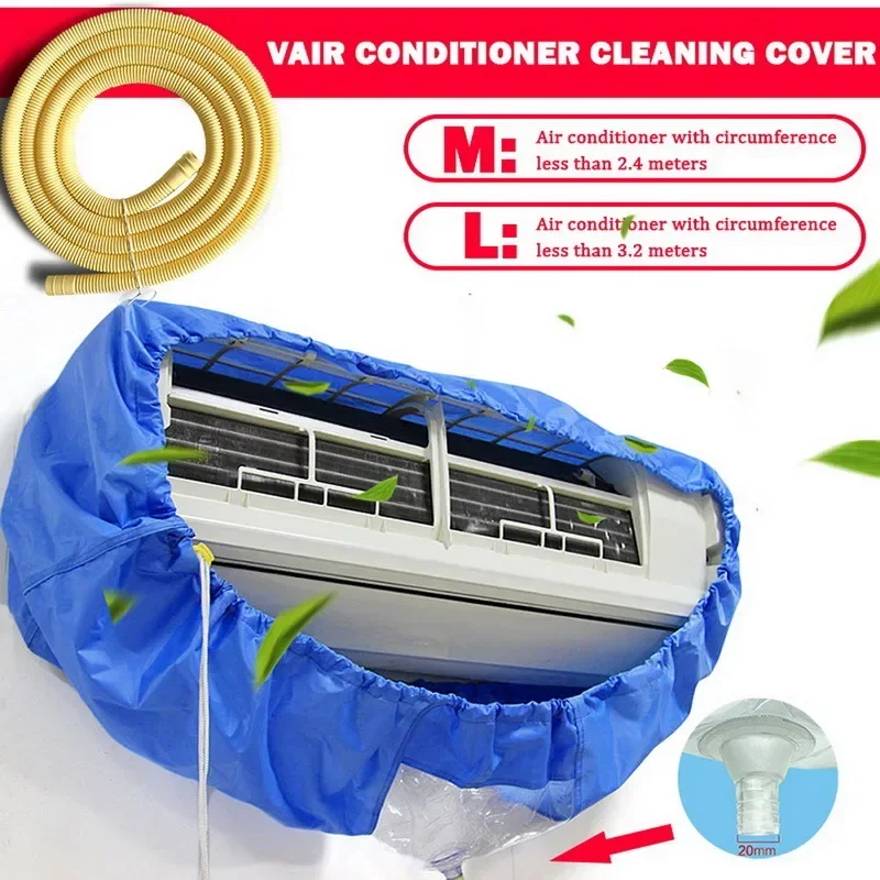 Large Air Conditioner Cleaning Cover Thickening Wash Mounted Protective Dust Cover Cleaner Bag Tightening Belt Set 9000-18000btu