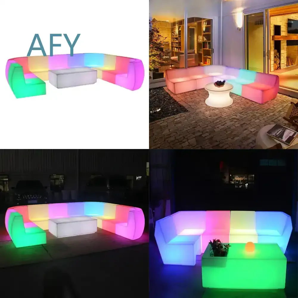 Courtyard Leisure Combination Coffee Table for KTV Clear Bar Luminous Furniture Outdoor Open Air Bar Table and Chairs
