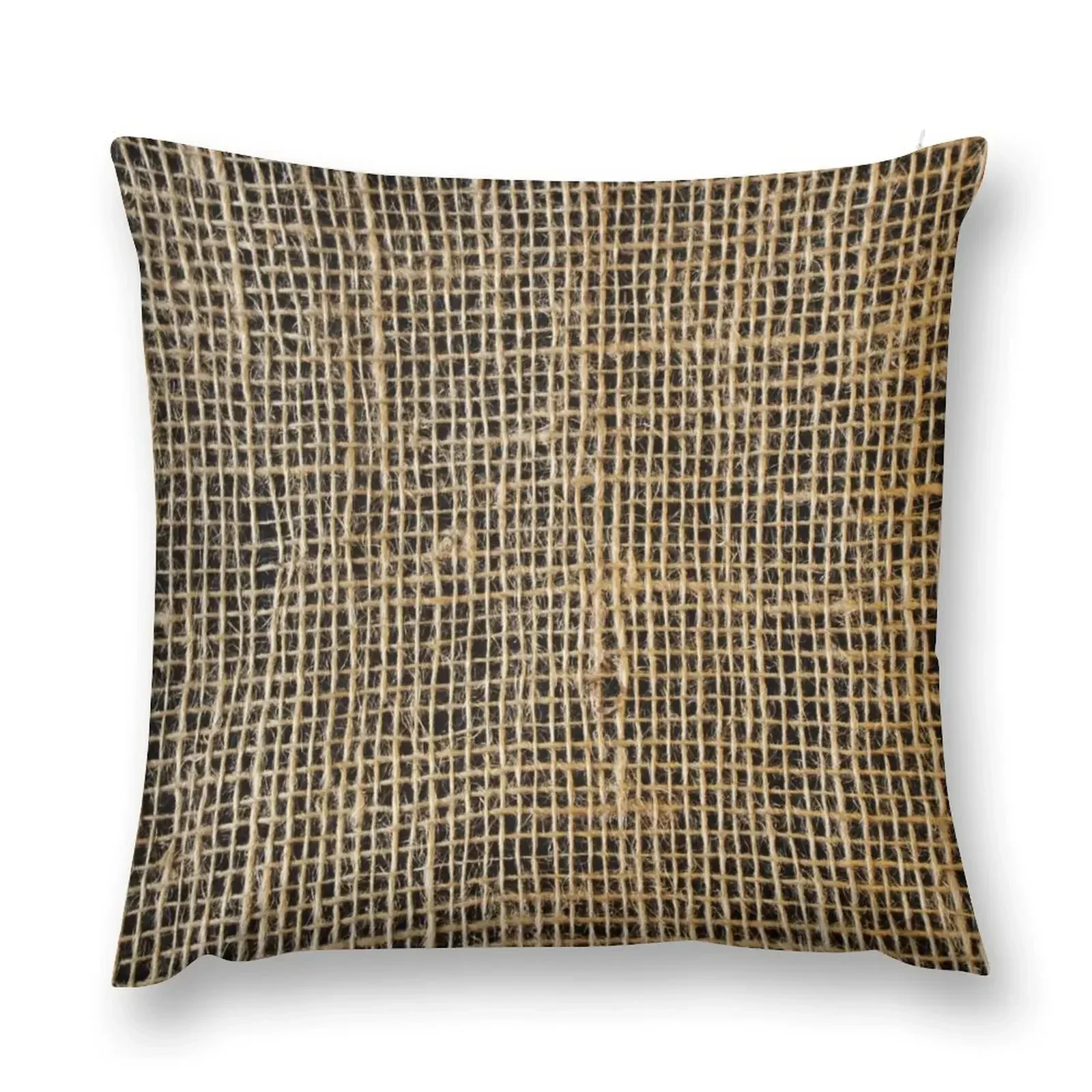 Aged Grungy Jute Burlap Sack Mesh Background Texture Throw Pillow Embroidered Cushion Cover Sofa Pillow Cover pillow