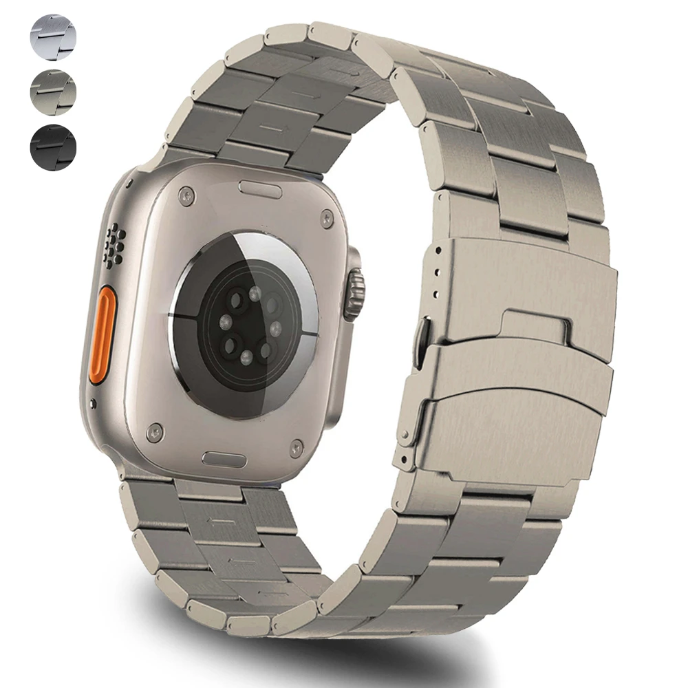 

Ремешок титановый для Apple Watch Ultra, люксовый металлический браслет для iWatch Series 8 7 6 5 4 se, 49 мм 45 мм 44 мм 42 мм, аксессуары для часов