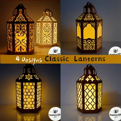 4 Designs 3D Classic Lantern Metal Cutting Dies for DIY Scrapbooking Album Paper Cards Decorative Crafts Embossing Die Cuts