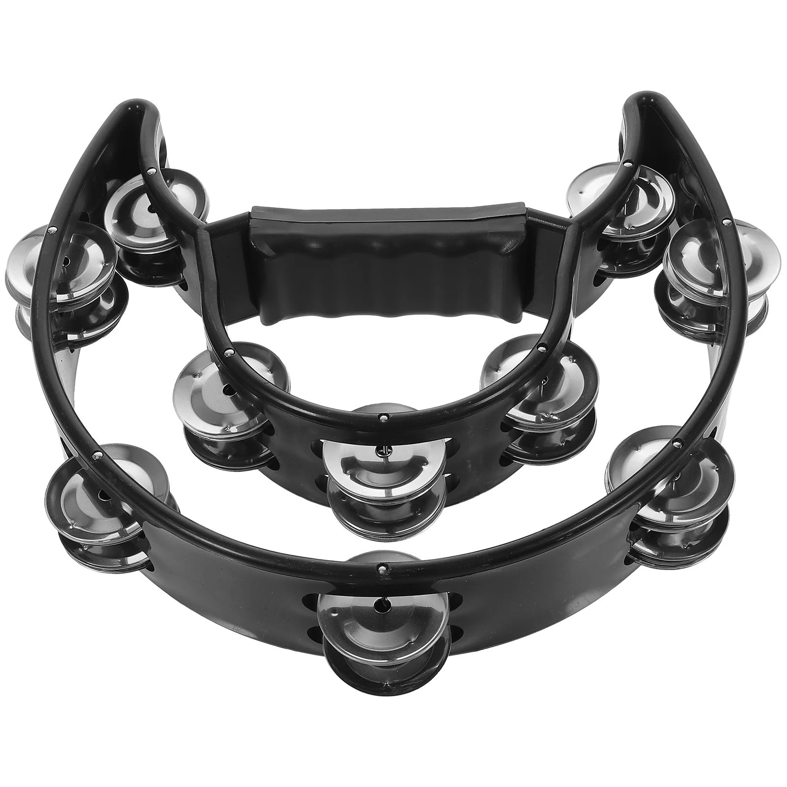 

Double Row Tambourine Half Moon Metal Musical Jingles Tambourine Hand Held (Black) moon tambourine percussion tambourine