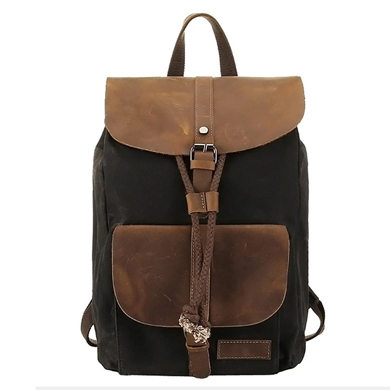 ﻿ New Fashion Outdoor Travel Backpack Canvas Leather Causal Bagpack Women Men 15