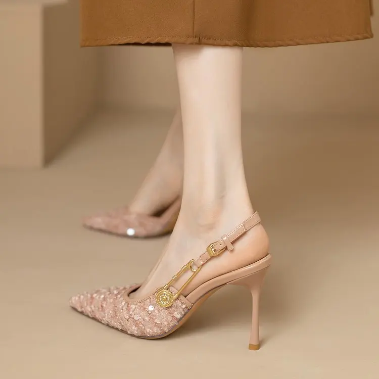 

Ladies' High Heels 2026 Spring New Style One Button Matching Skirt Banquet Shoes Single Shoes Women