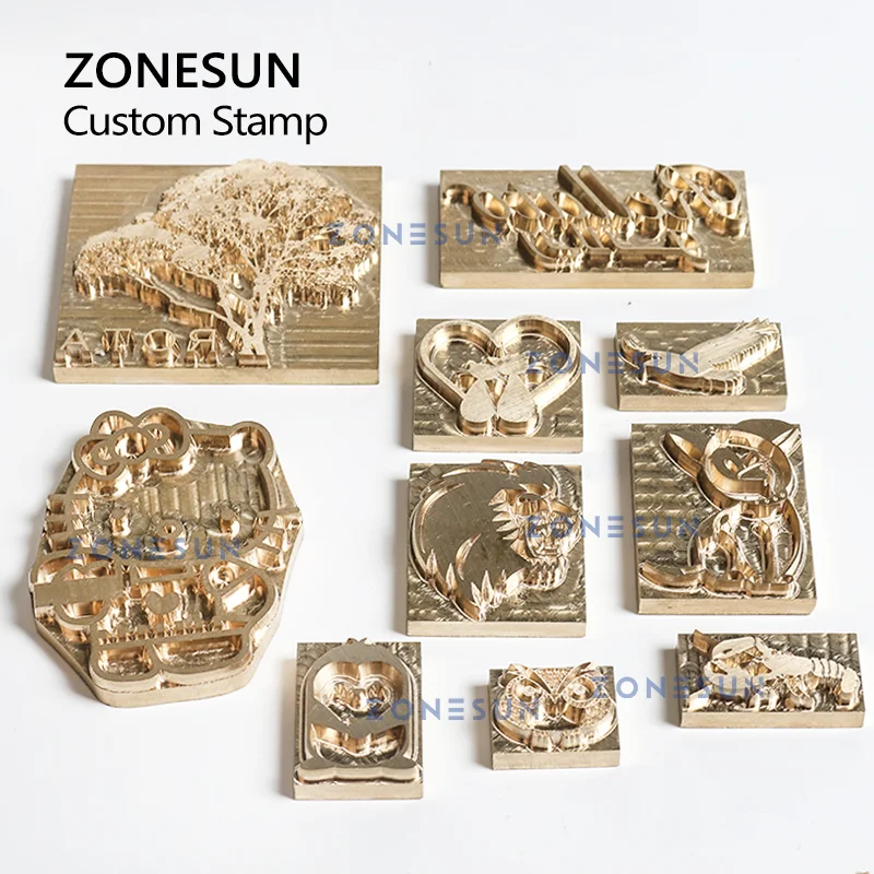 ZONESUN Custom Logo Leather Stamp Hot Brass Branding Iron Brand Heating Wood Skin Paper Cake DIY Gift Personalized Stamping Mold