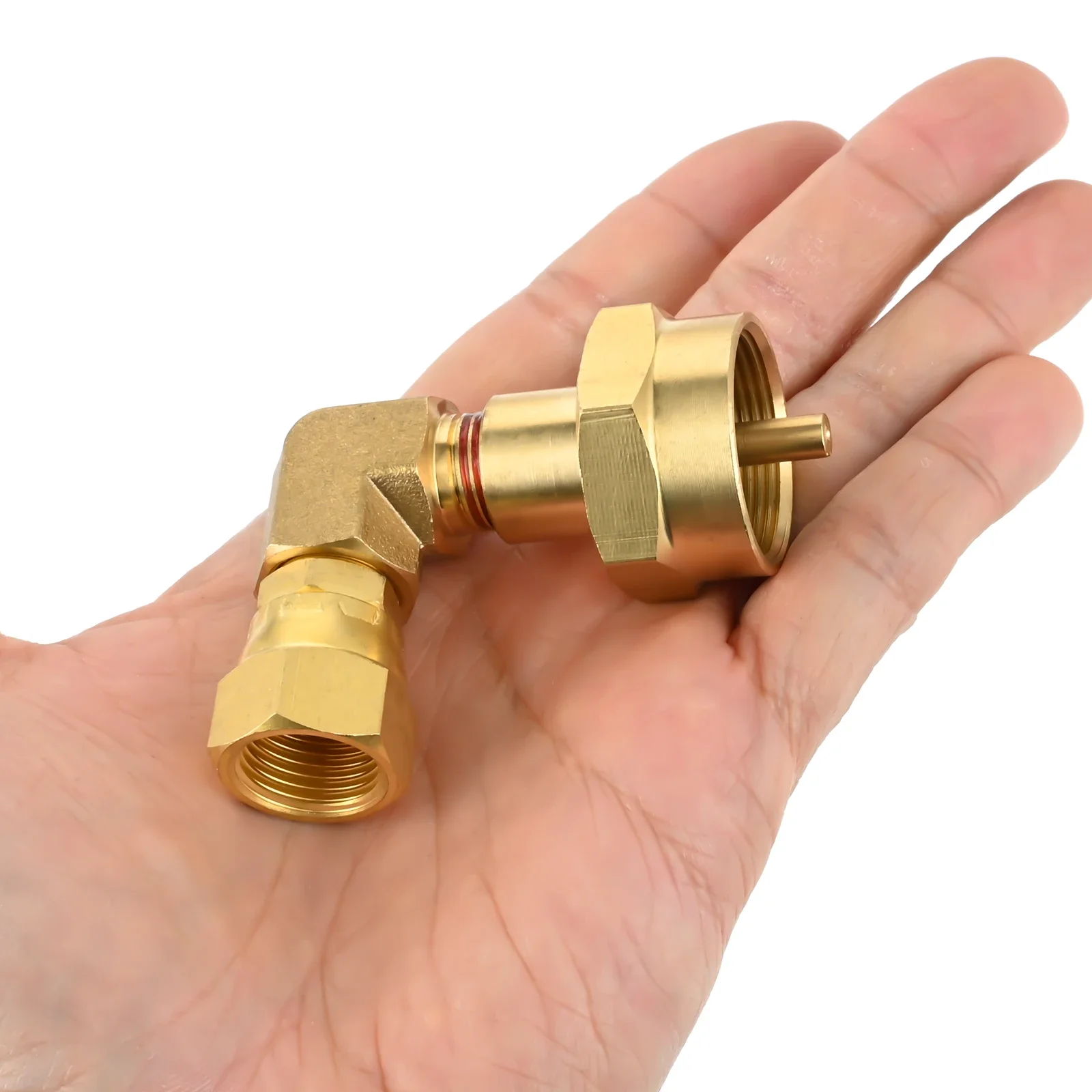 1LB Propane Burner Elbow Adapter 3/8 Inch Brass Swivel SAE Flare Female Converter 90 Degree Elbow Adapter for Gas Grill