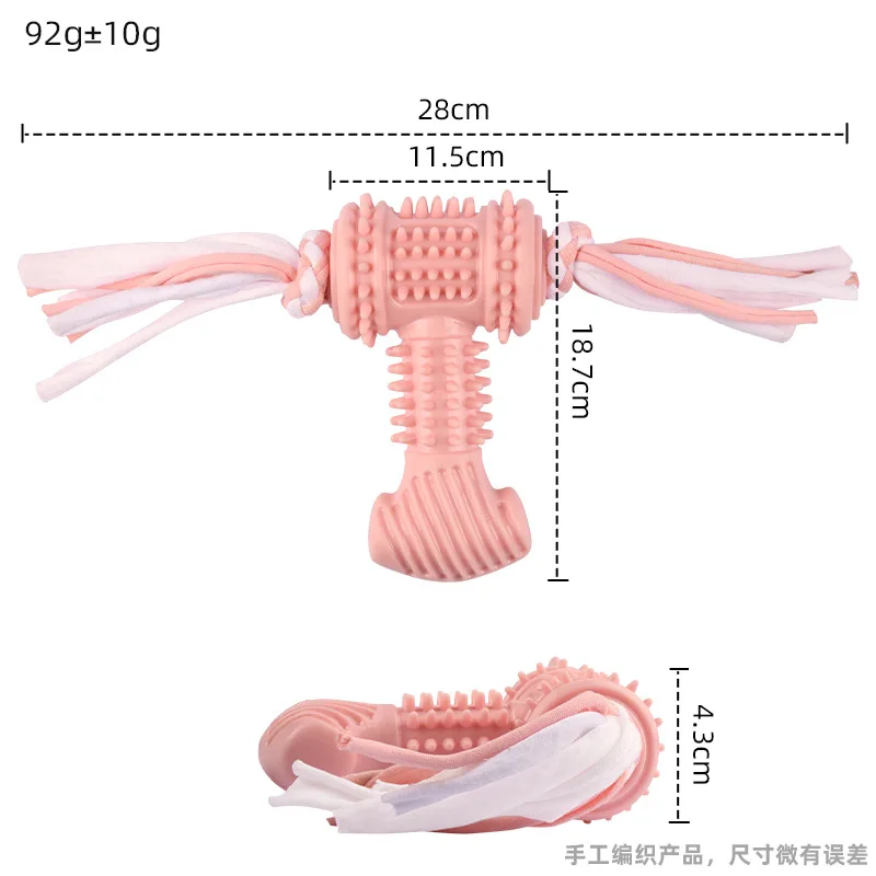 New pet toy set: cotton rope hammer-shaped chew-resistant teething toy with knots for training, self-entertainment