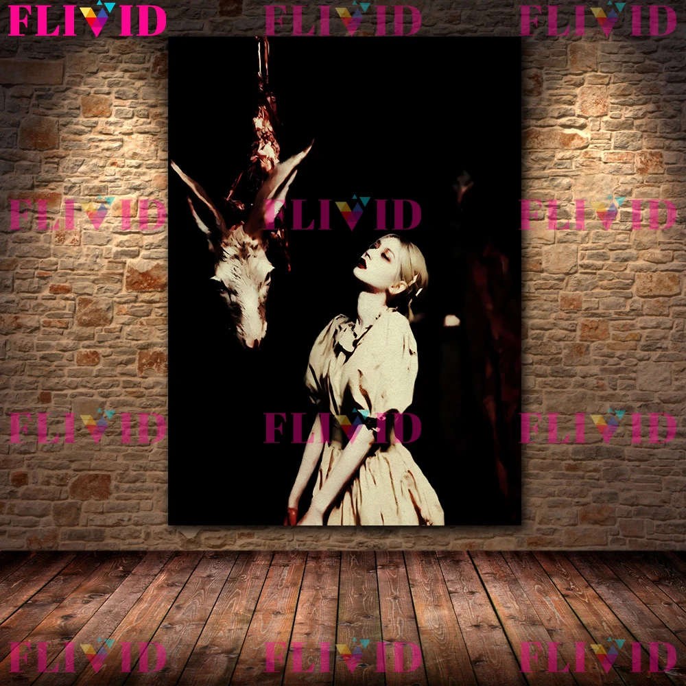 The Creepy And Bizarre Photography Of Girl And Prey,Horror Vintage Wall Art Canvas Painting,Dark Demon Art Poster Print Decor