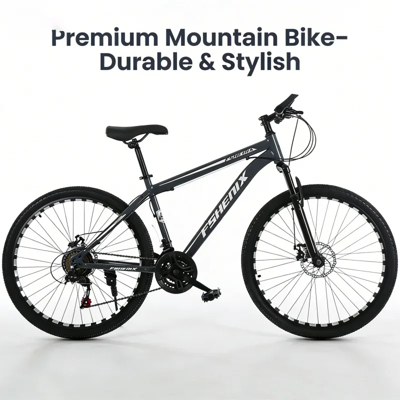 

Черно-серый велосипед с ободными колесами для горной езды, 24/26 дюймов, для взрослых, 21 скорость, с амортизацией, для дорожных поездок, городской велосипед для мужчин