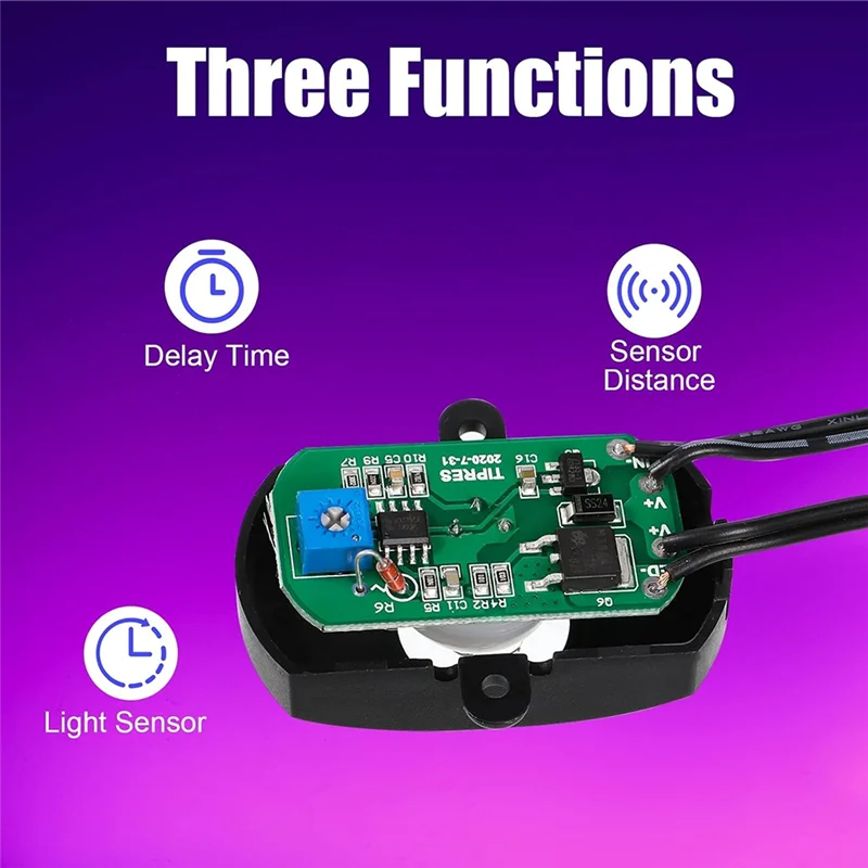ABZW 3Pcs DC 5V-24V 5A PIR Motion Activated Sensor Light Switch Occupancy Motion Sensor With DC Coupler Cable For Party