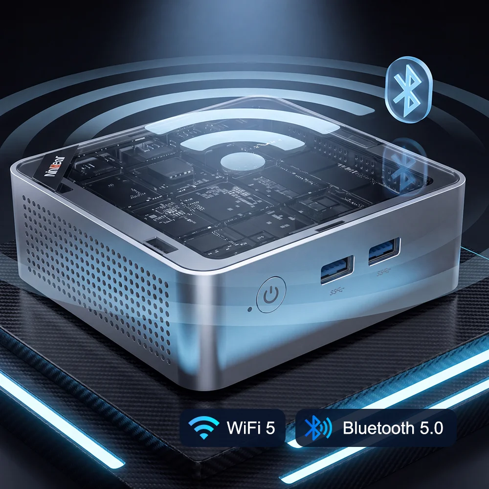 Ninkear M5 Neo Mini PC with Dual HDMI, Gigabit Ethernet, WiFi 5, Bluetooth 5.0 and USB 3.2, Intel Pentium Gold 5405U Processor, 8GB RAM, 256GB SSD, Windows 11, Compact Desktop Computer for Everyday Office Work