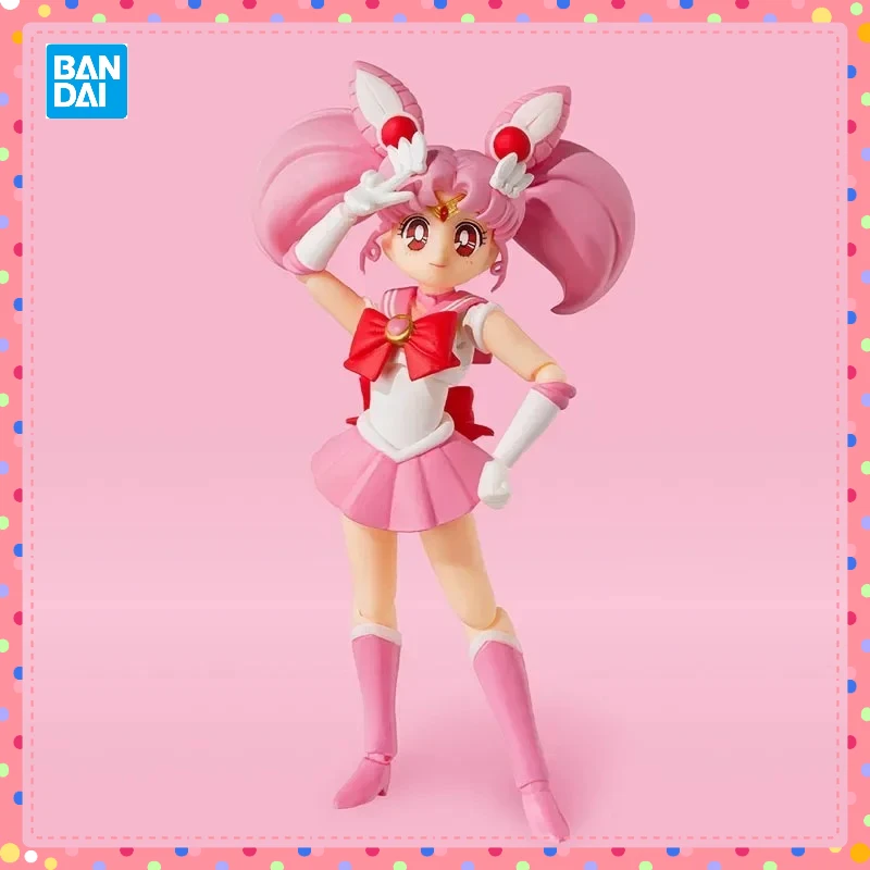 

Original Bandai SHF Anime Sailor Moon Sailor Chibi Moon Animation Color Anime Action Figure Model Toy Collectible Gifts In Stock