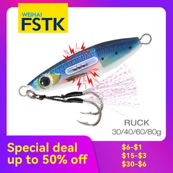 【Special Deal】FSTK Rattle Jig 20G30G40G60G80G Cast Metal Jig Shore Casting Jigging Spoon Saltwater Fishing Lure Artificial Bait