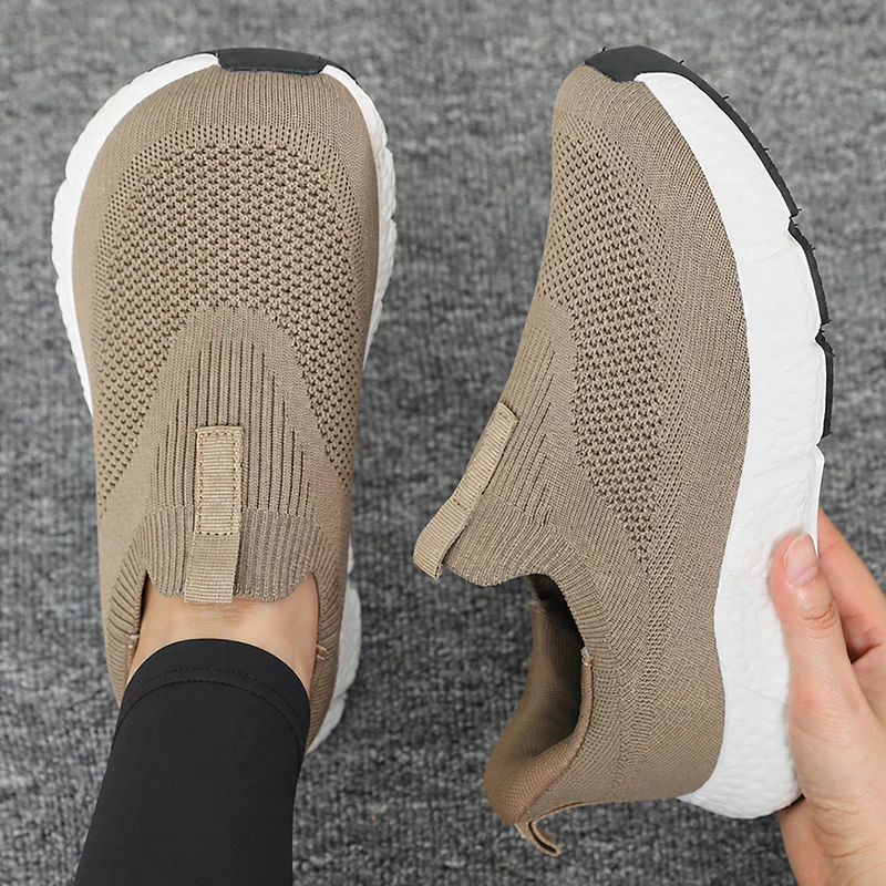 Unisex Strick-Slipper zum Reinschlüpfen, rutschfeste Freizeitsneaker, leichte Pendler-Loafer, verschleißfeste Outdoor-Laufschuhe – Detail 8