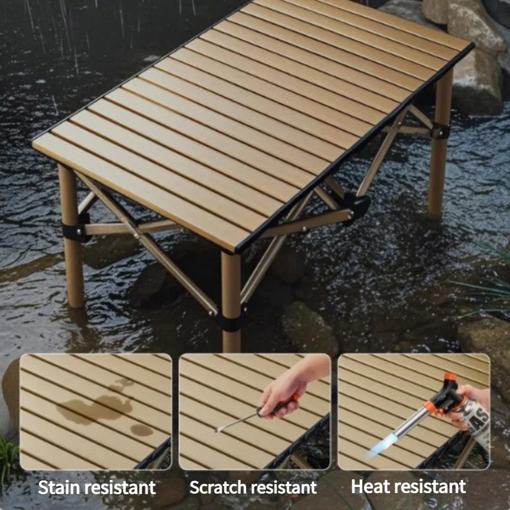 Mesa de camping plegable y portátil, ideal para familias, con diseño de mesa enrollable, para actividades al aire libre, ligera, perfecta para barbacoas, picnics y viajes.