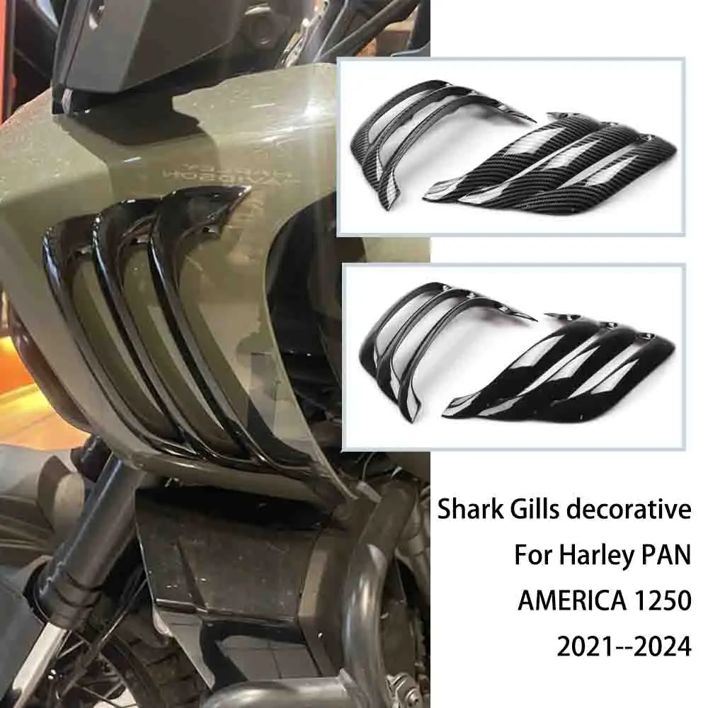 For Harley PAN AMERICA 1250 S PA1250S 2021 2022 2023 2024 Motorcycle Accessories Side Shark Gills Decorative Cover Kits Black